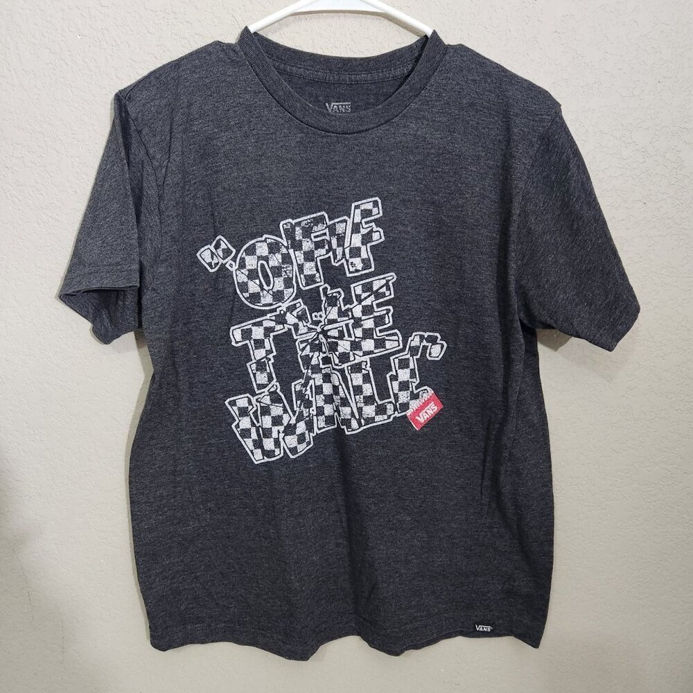 Vans Kids Teen Heather Charcoal Graphic T-Shirt Off The Wall Checkered XL
